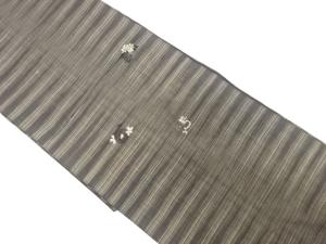 アンティーク　横段に万寿菊模様織り出し昼夜帯（材料）